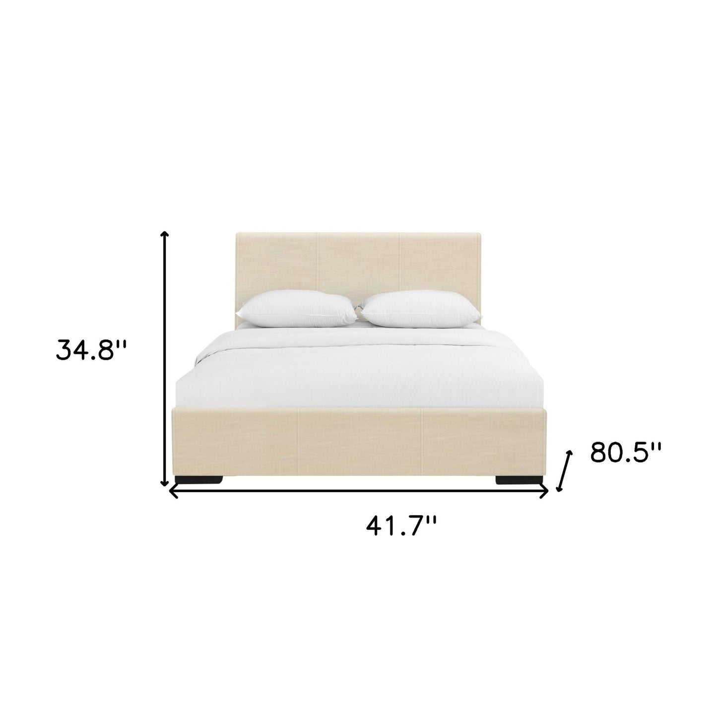 Beige Upholstered Twin Platform Bed