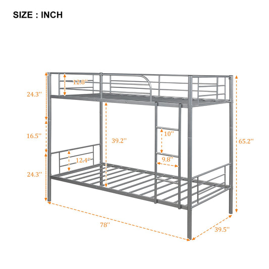 Silver Twin Over Twin  Separable Bunk Bed