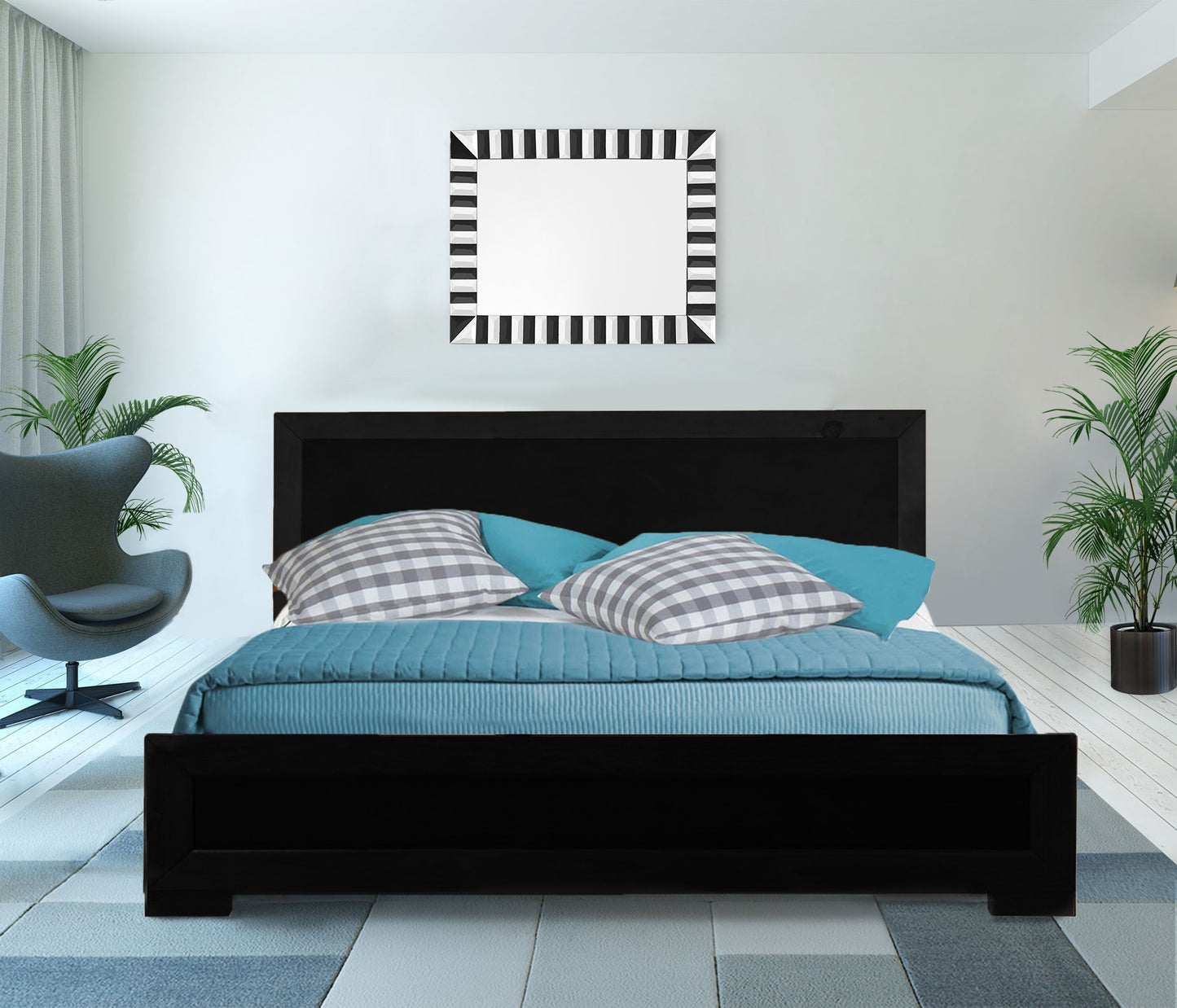 Black Wood Full Platform Bed