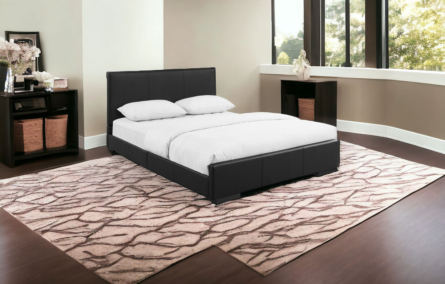 Black Upholstered Twin Platform Bed