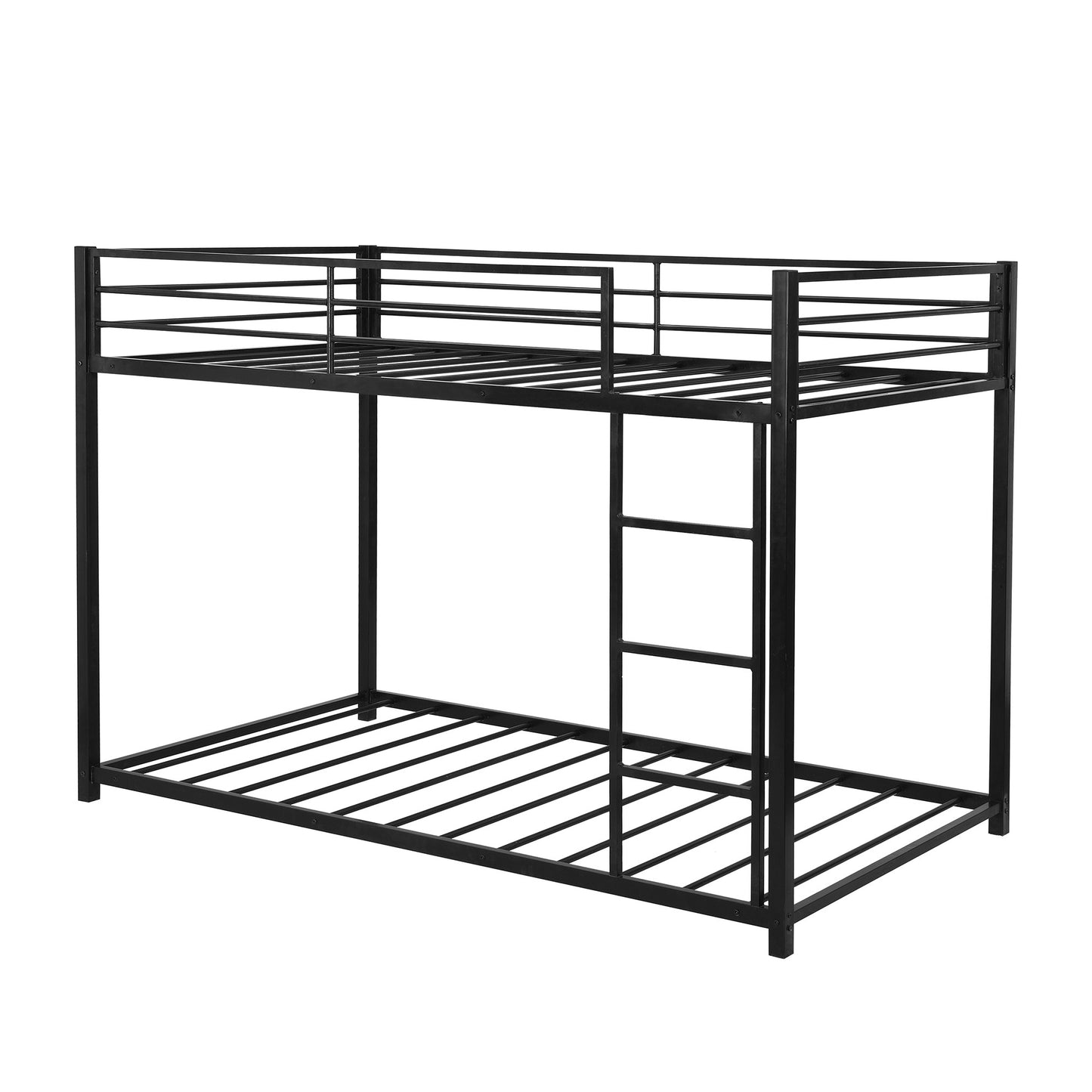 Black Twin Over Twin Metal Low Bunk Bed