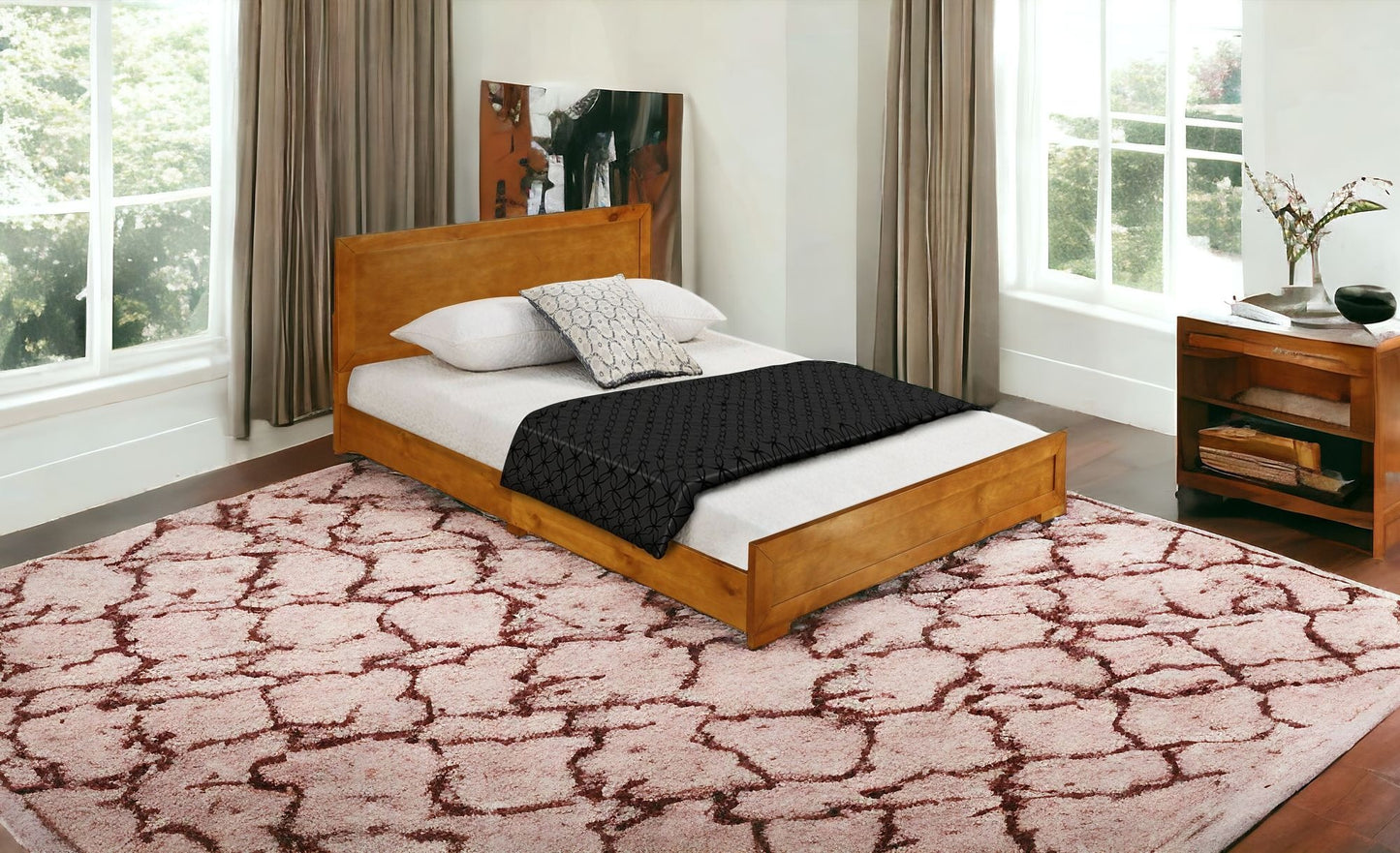 Oak Wood King Platform Bed