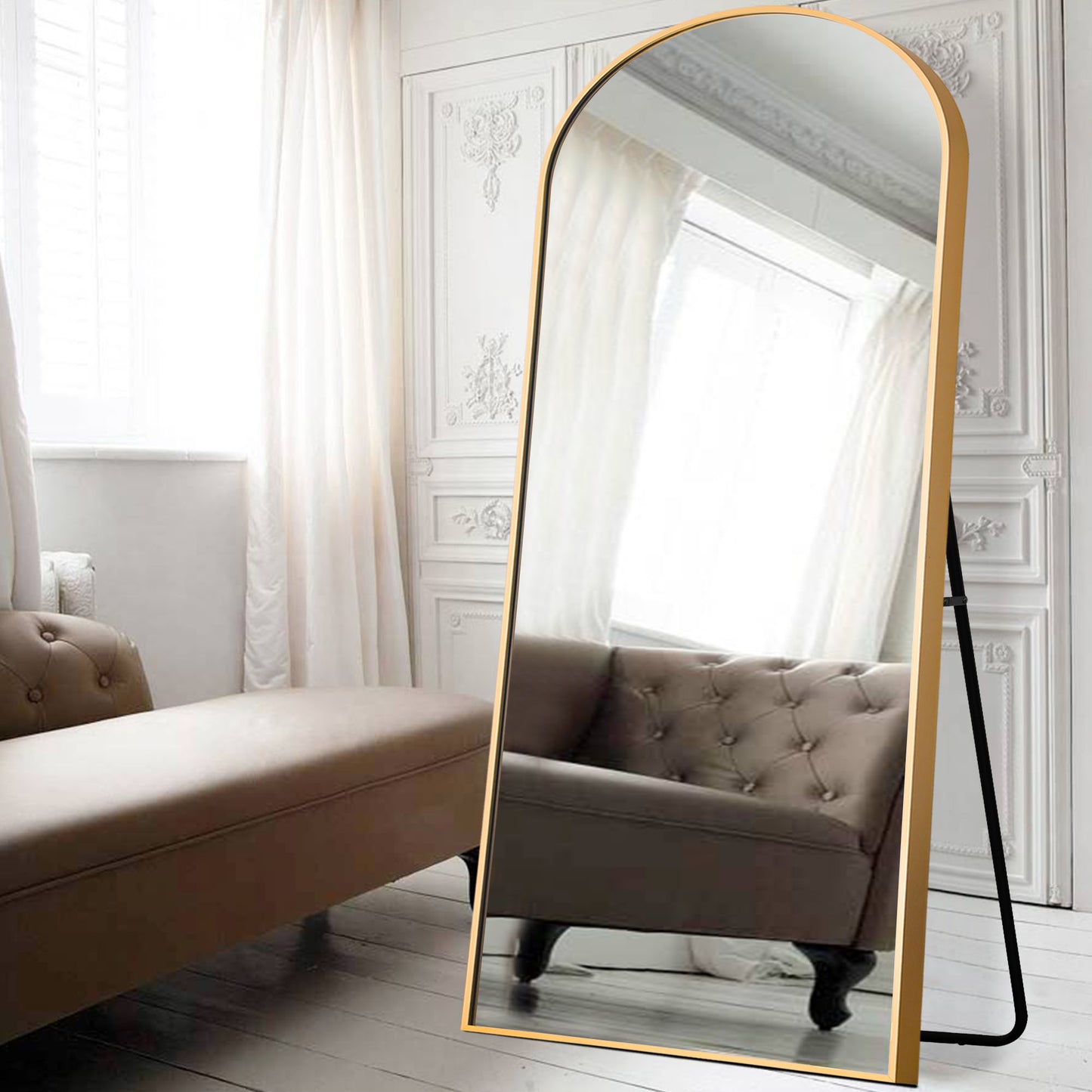 Gold Arched Full-length Standing Mirror