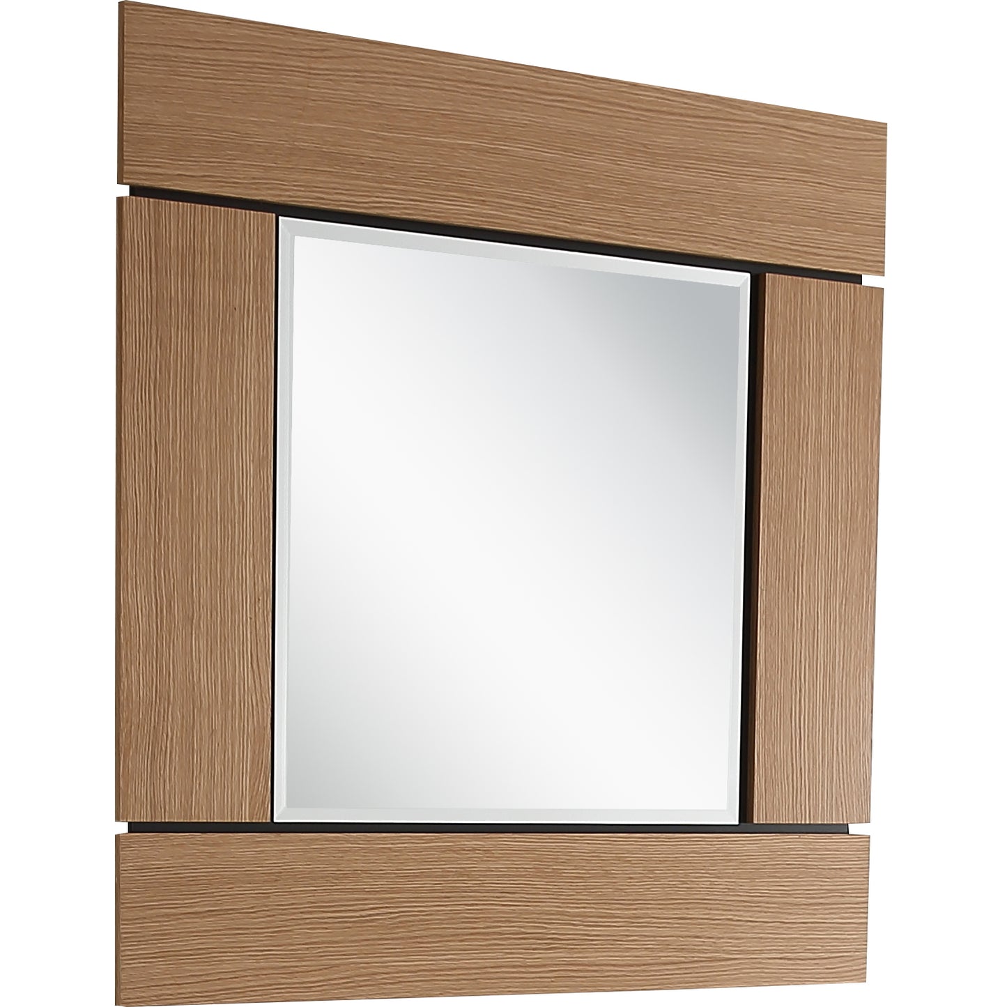 35" Brown Square Accent Wood Mirror