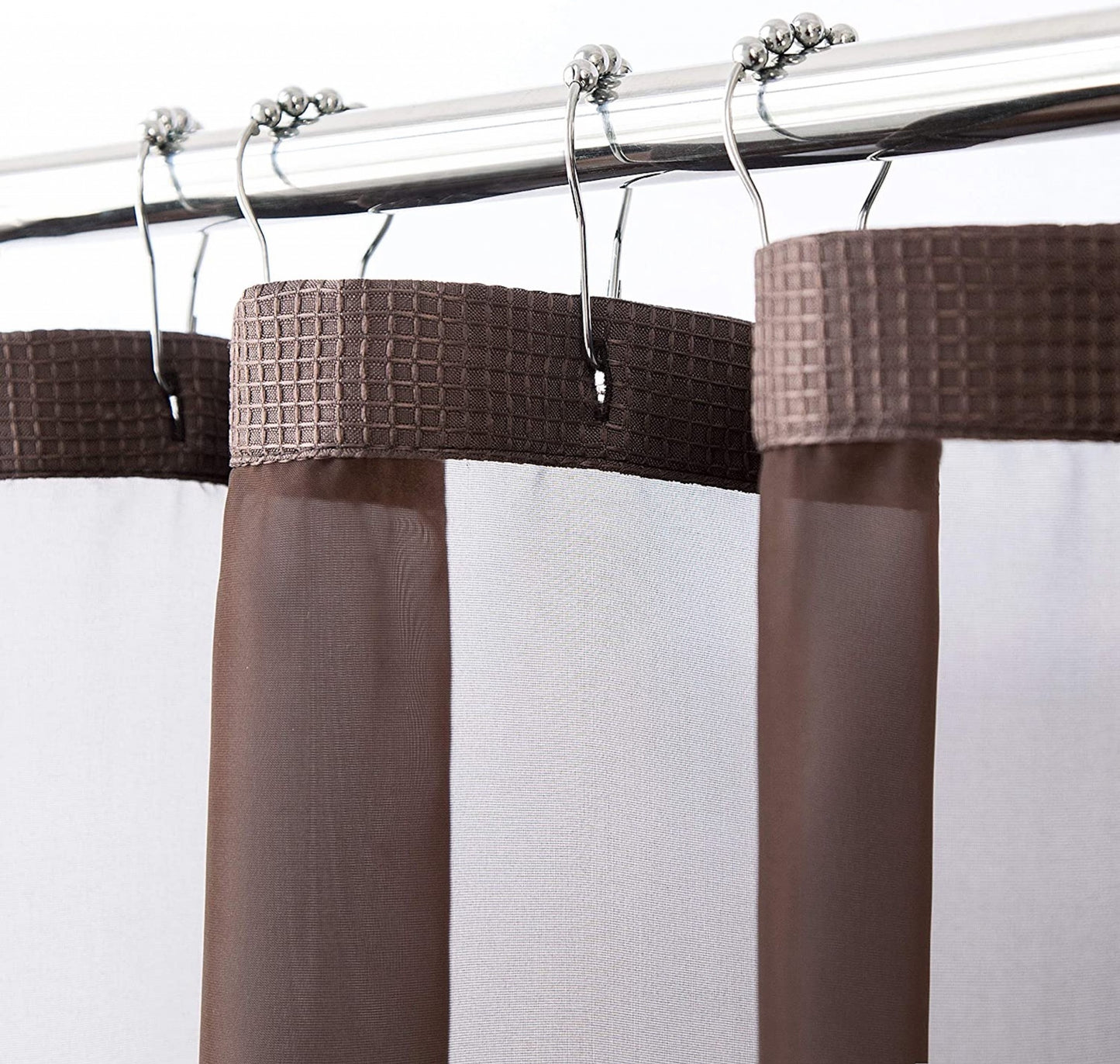 Brown Modern Grid Shower Curtain and Liner Set