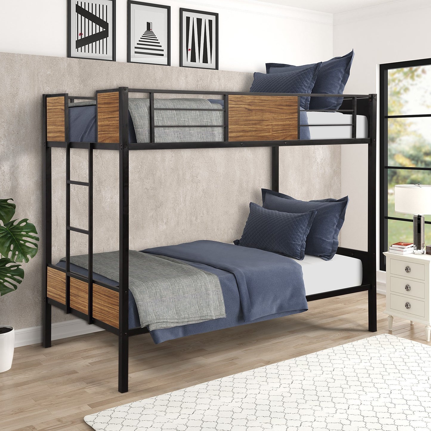 Black Brown Twin Over Twin Bunk Bed