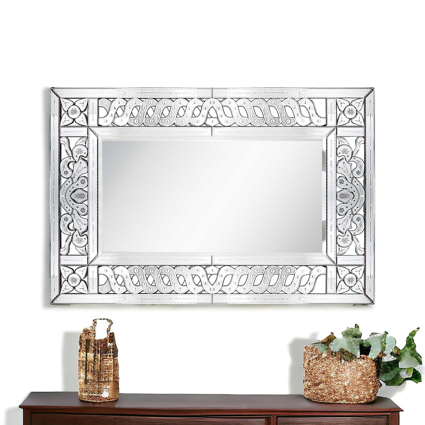 32" Clear Wood Framed Accent Mirror