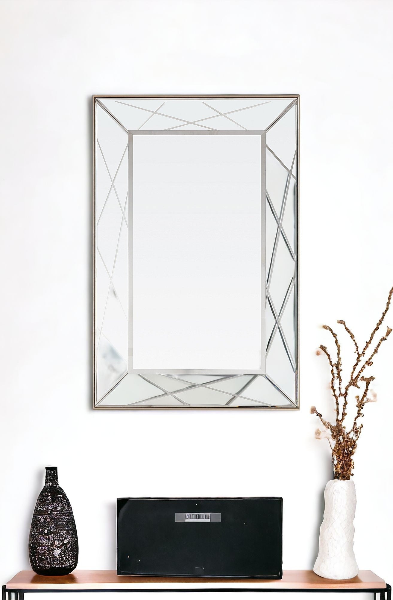 43" Champagne Metal Framed Accent Mirror