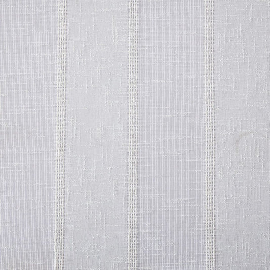 White Striped Embroidered Shower Curtain