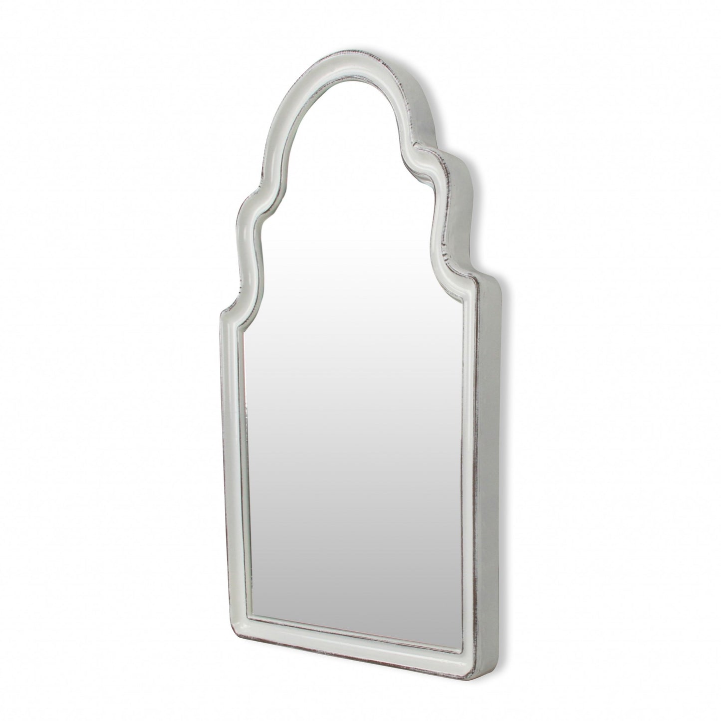 Vintage Curved White Wall Mirror