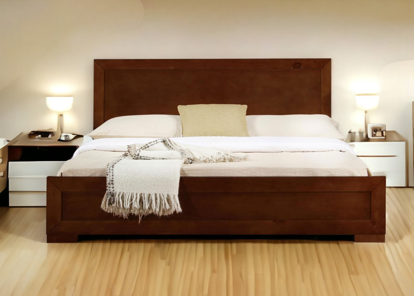 Walnut Wood Full Platform Bed