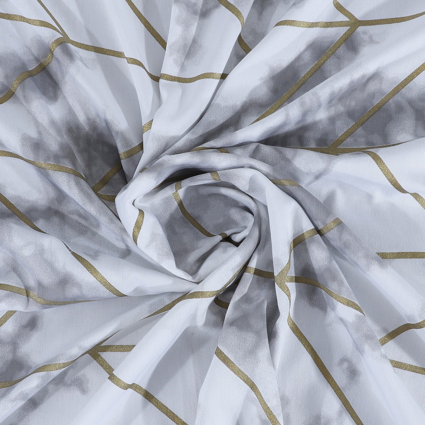 Silver Marble and Geo Pattern Shower Curtain