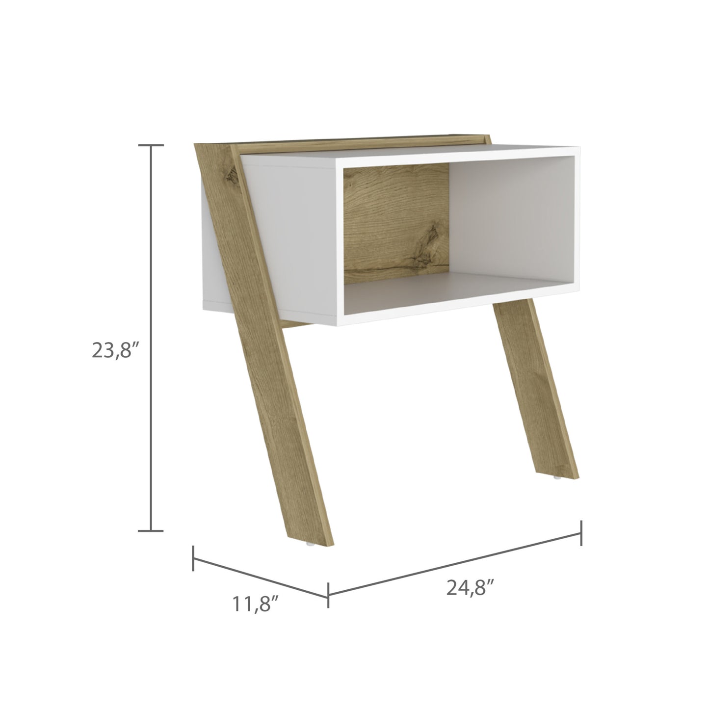 24" Light Oak and White Nightstand