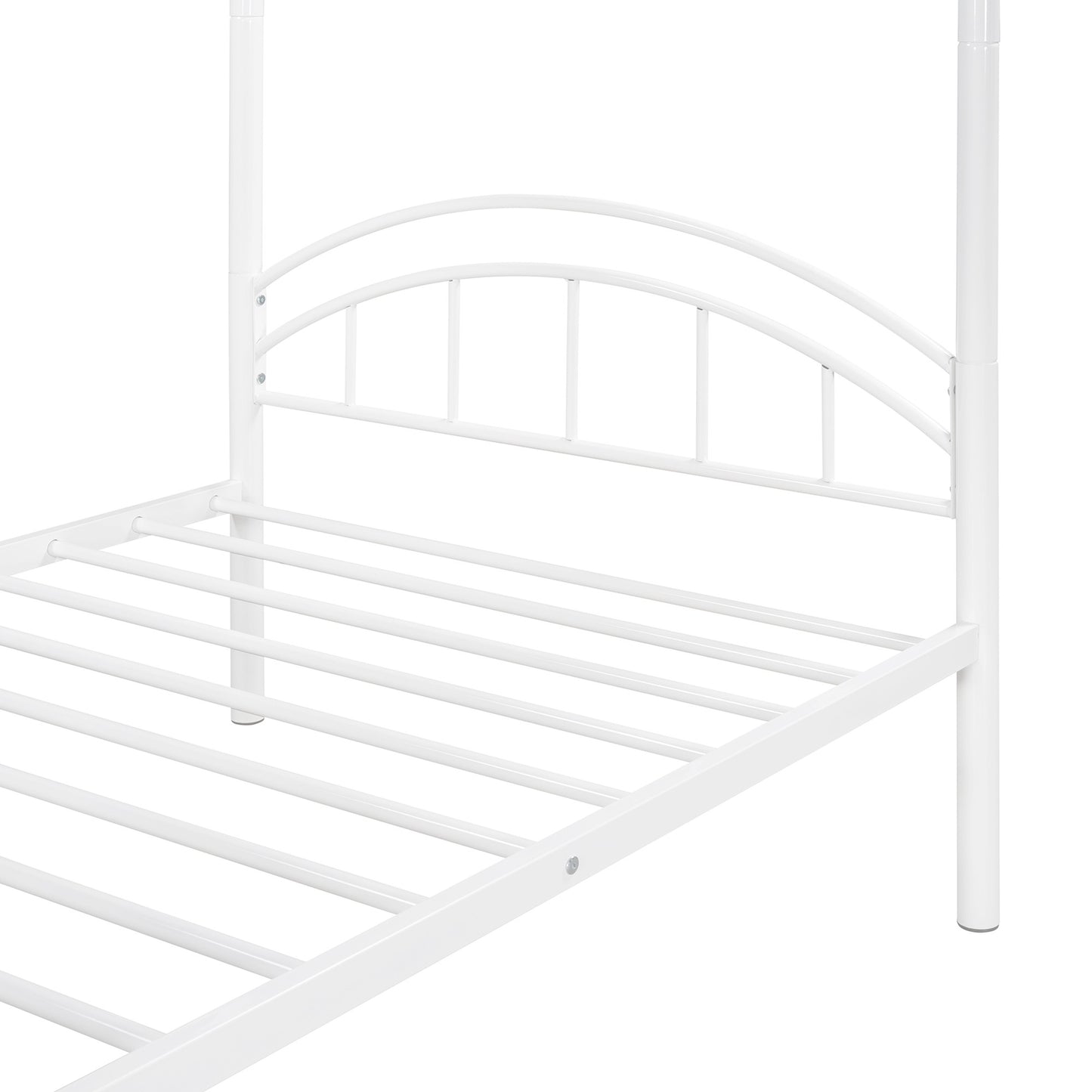 White Modern Classic Twin Over Twin Metal Bunk Bed