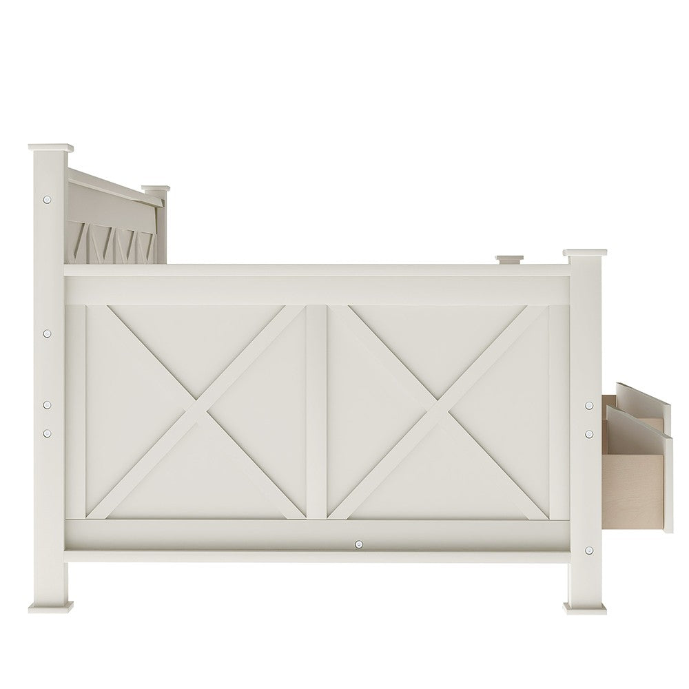 White Twin Two Drawers Bed