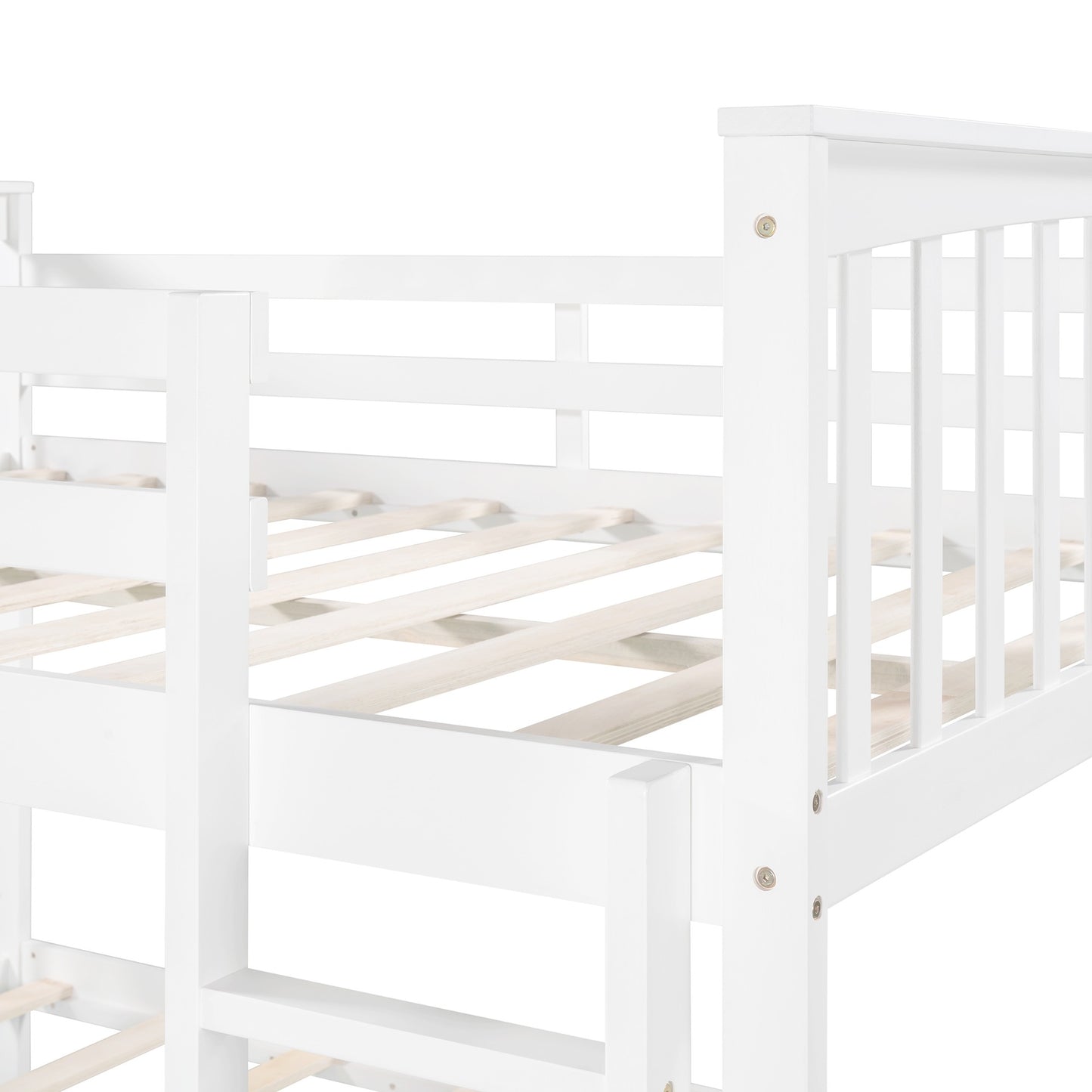 Modern White Full Over Full Bunk Bed with Two Drawers