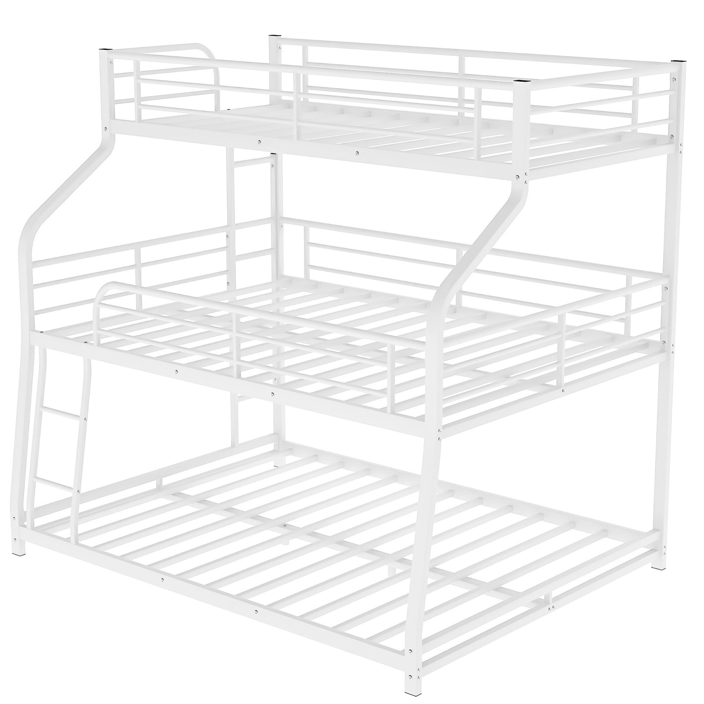 White Twin XL over Full XL over Queen Size Bunk Bed