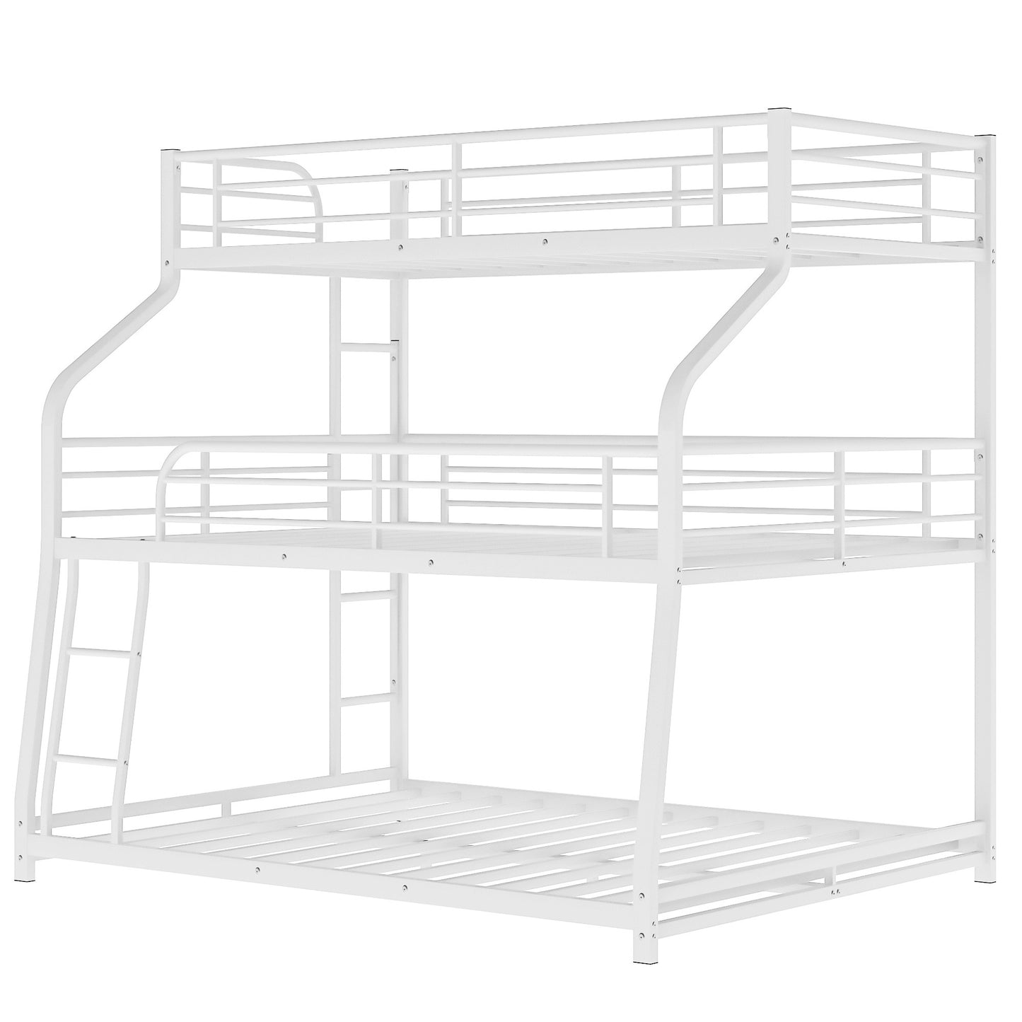 White Twin XL over Full XL over Queen Size Bunk Bed