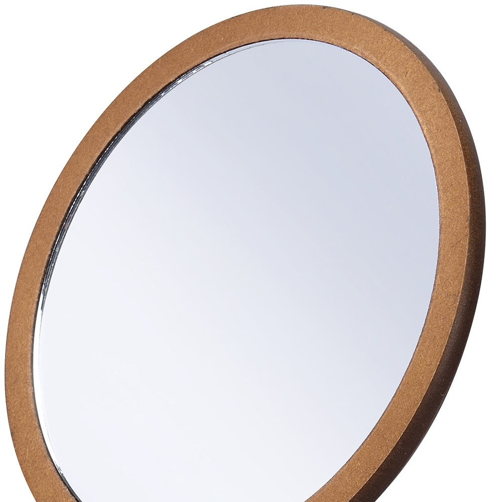 Brown Round Makeup Shaving Tabletop Mirror