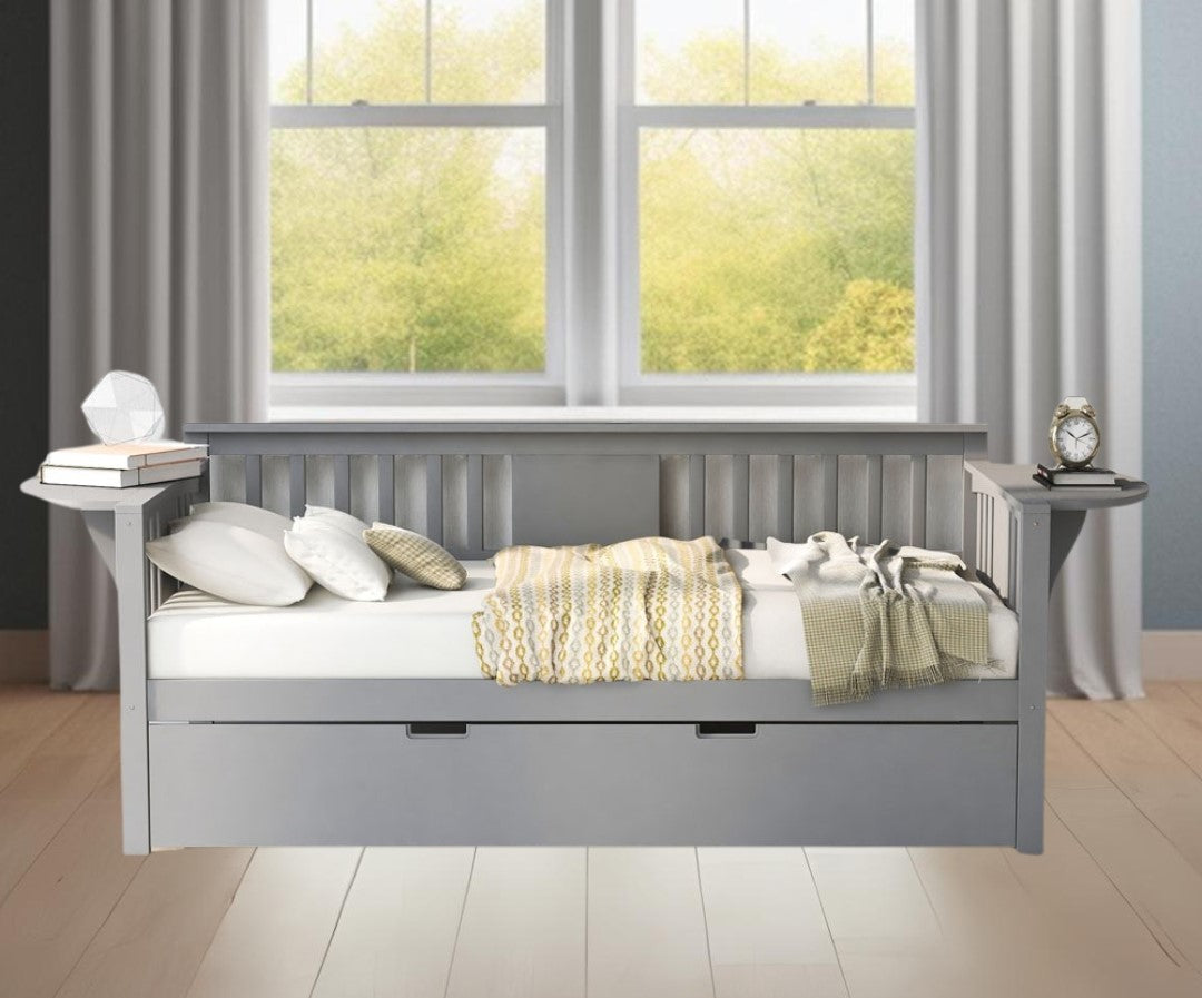 Gray Twin Bed with Trundle