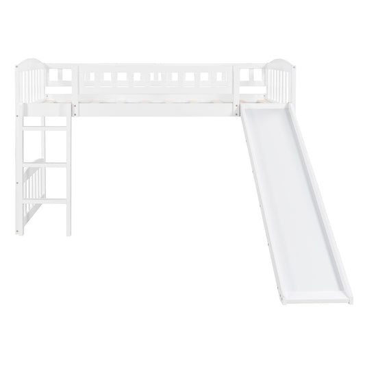 White Twin Traditional Manufactured Wood and Solid Wood Bunk Bed