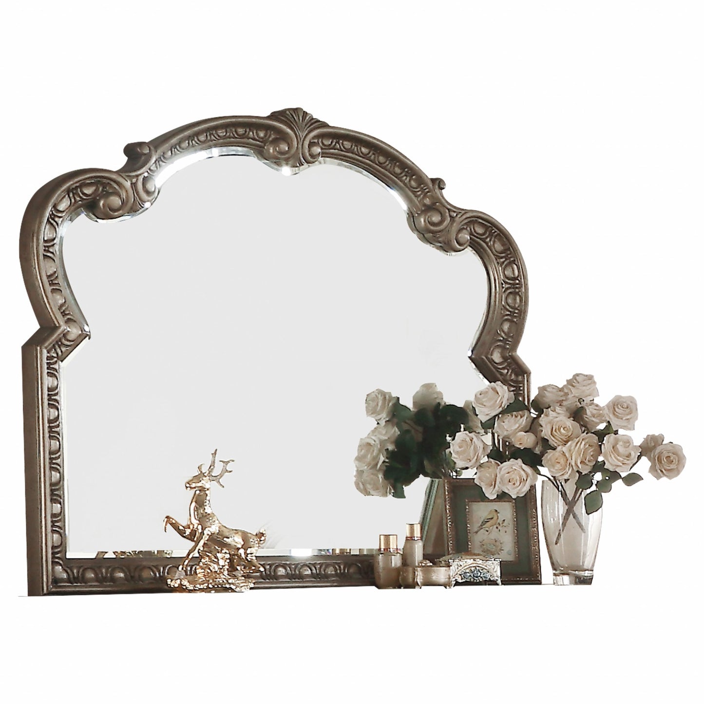 41" Champagne Irregular Framed Accent Mirror