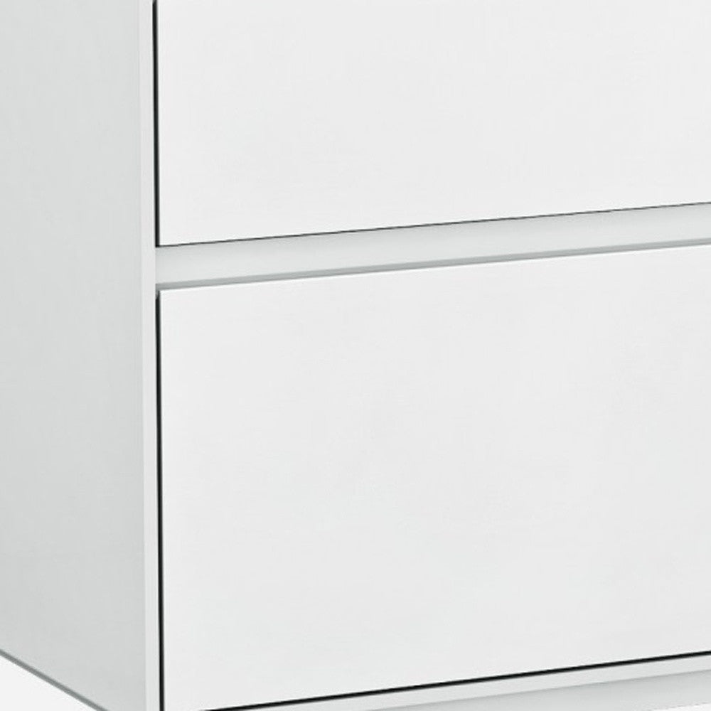 Simplistic White Gloss 2 Drawer Nightstand