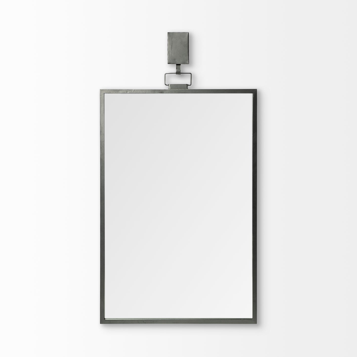 Black Gray Metal Vertical Frame Wall Mirror