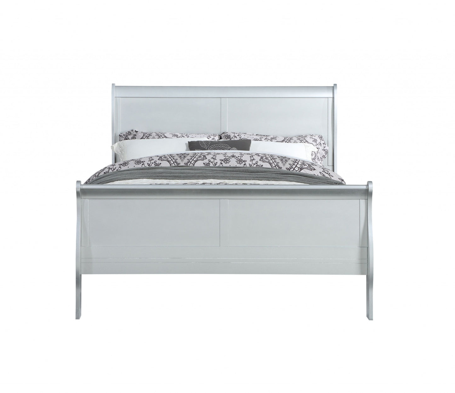 King Silver Sleigh Bed