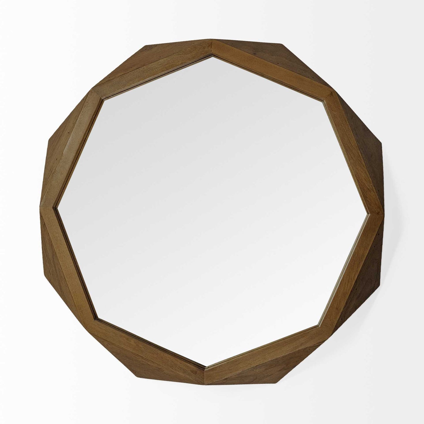 41" Octagon Brown Wood Frame Wall Mirror