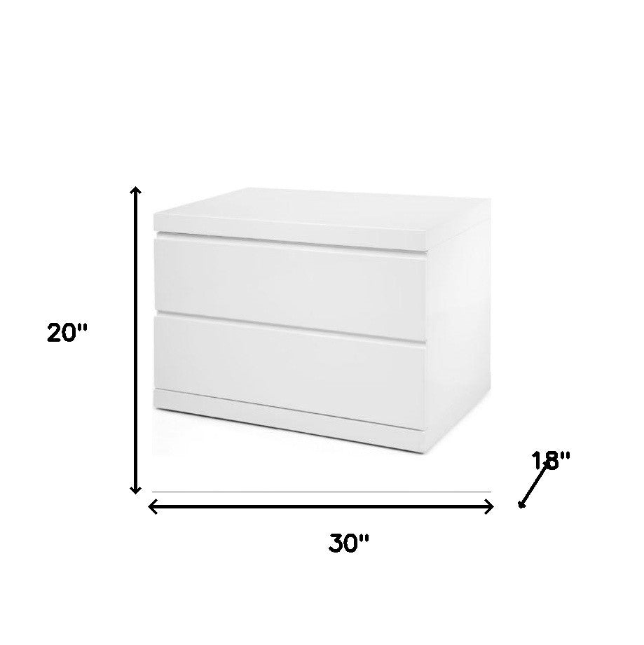 20" White Two Drawer Nightstand