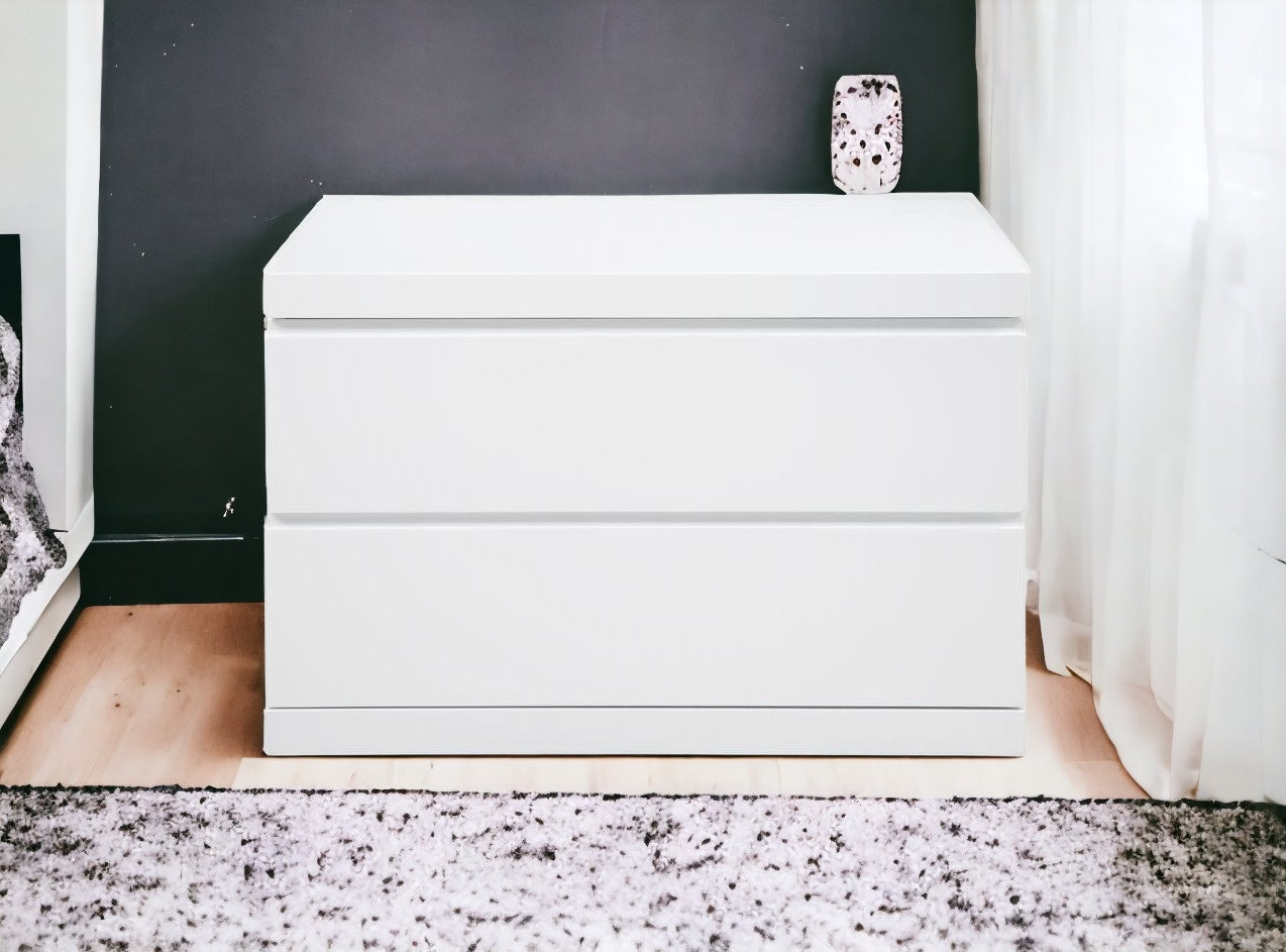 20" White Two Drawer Nightstand