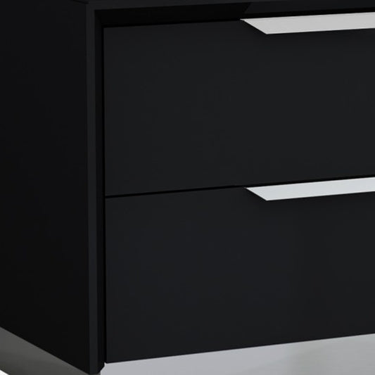 21" Black Two Drawers Nightstand