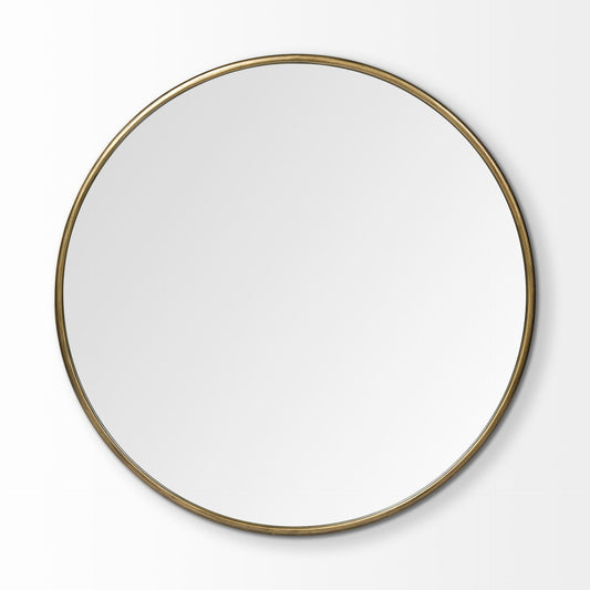 47" Round Gold Metal Frame Wall Mirror