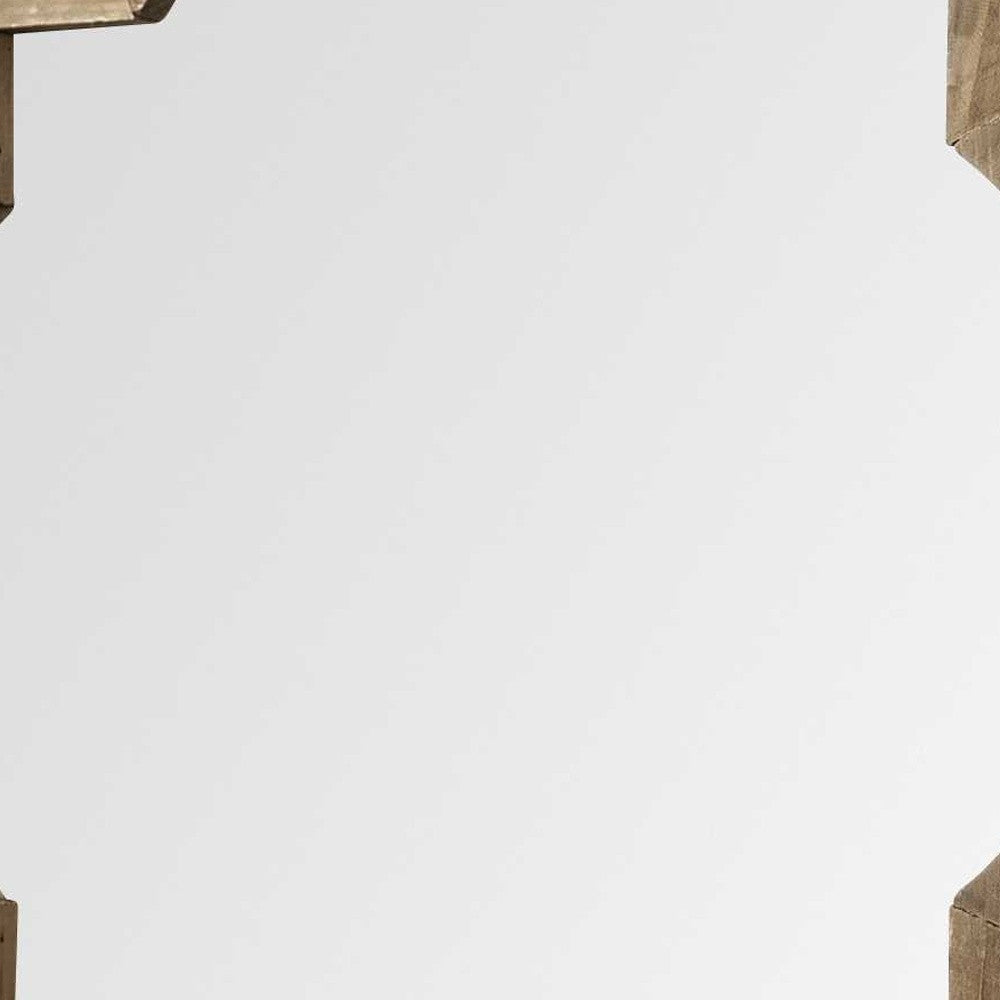 23" Round-Square Brown Wood Frame Wall Mirror