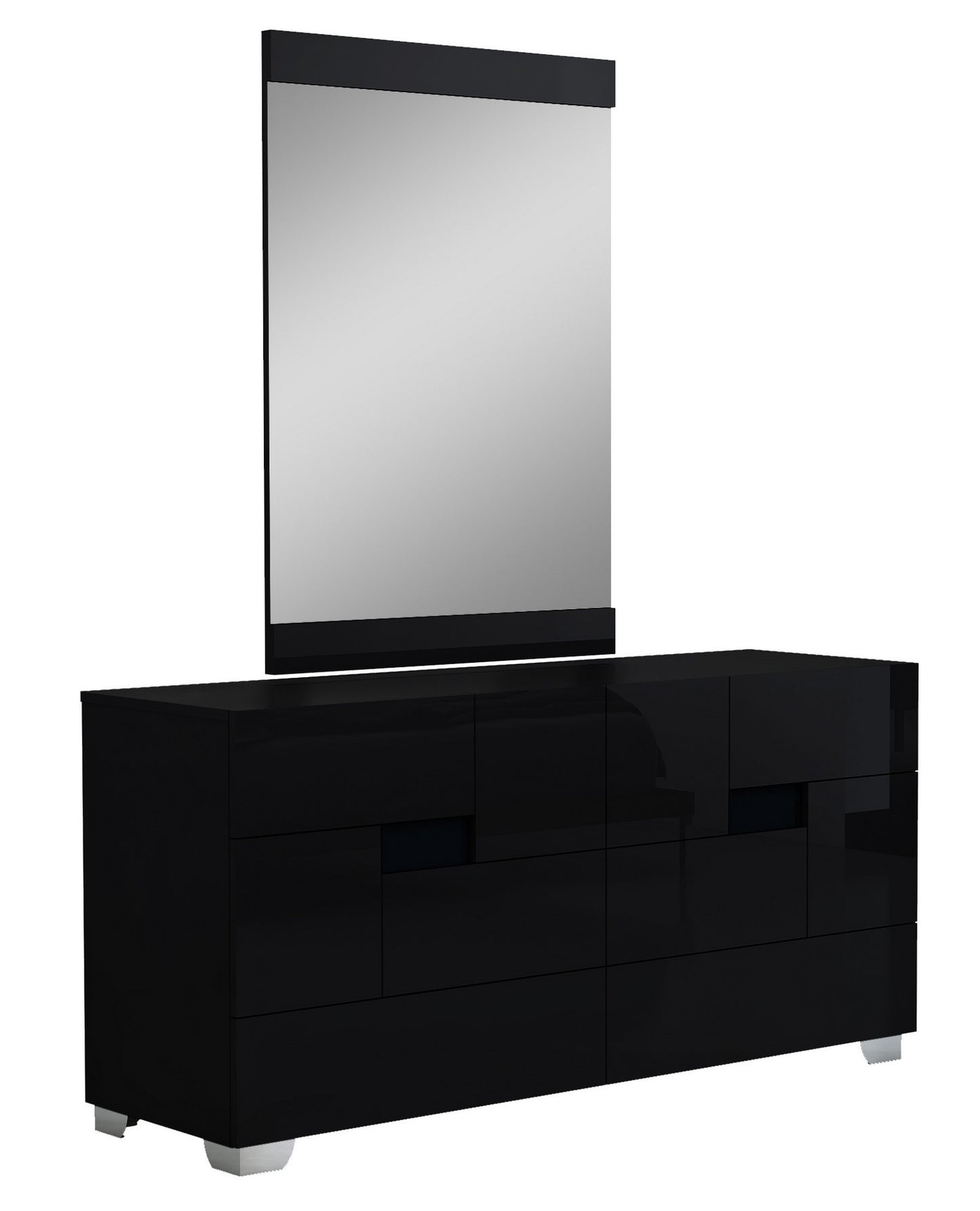 79" X 80"  X 43" 4Pc Eastern King Modern Black High Gloss Bedroom Set