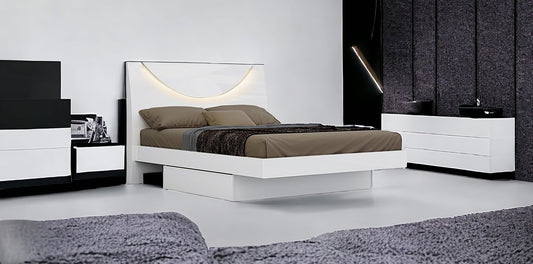 Solid Wood King White Bed