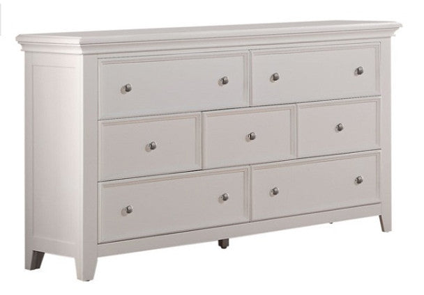 58" White Solid Wood Seven Drawer Triple Dresser