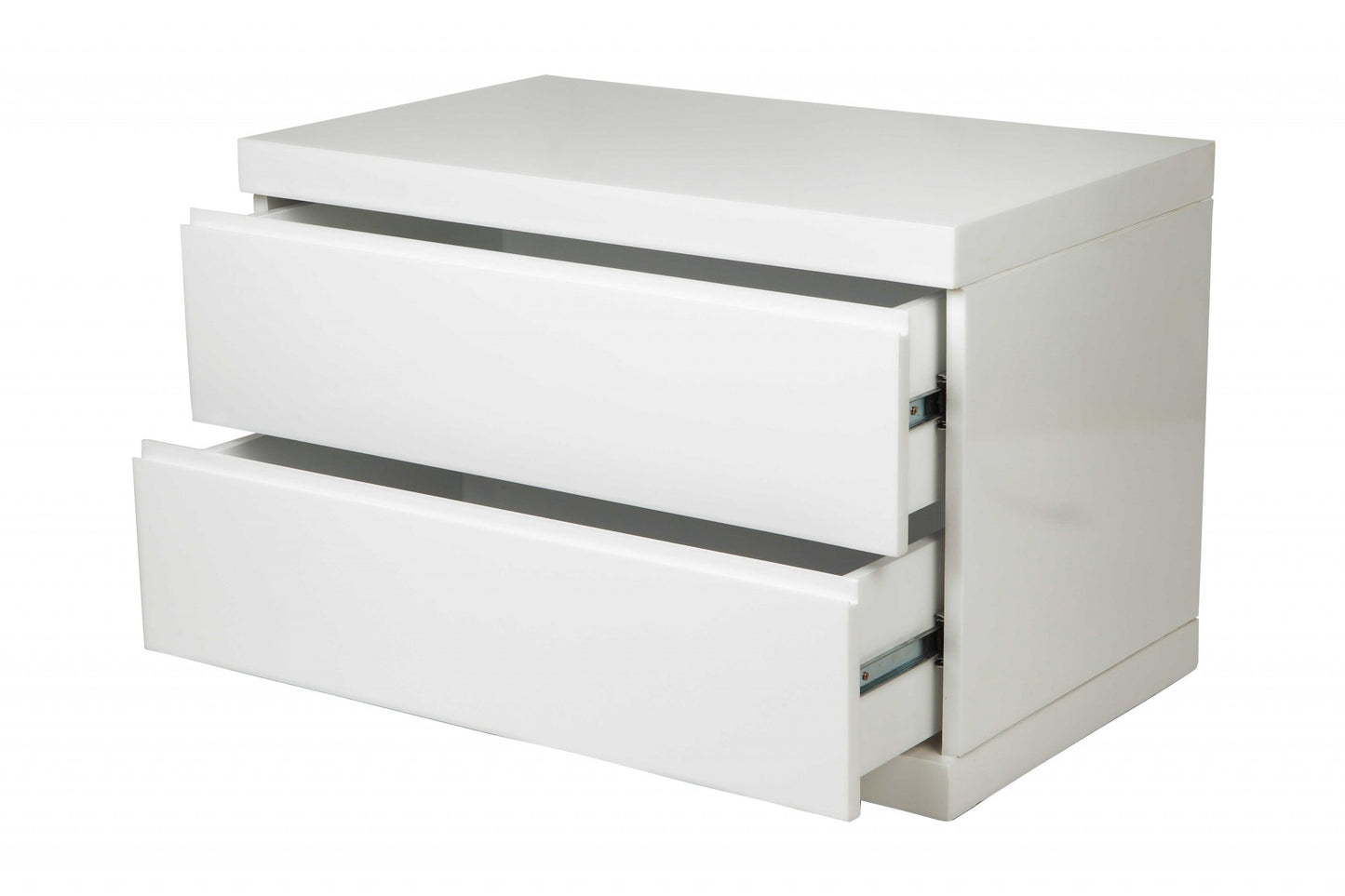 18" White Two Drawers Nightstand