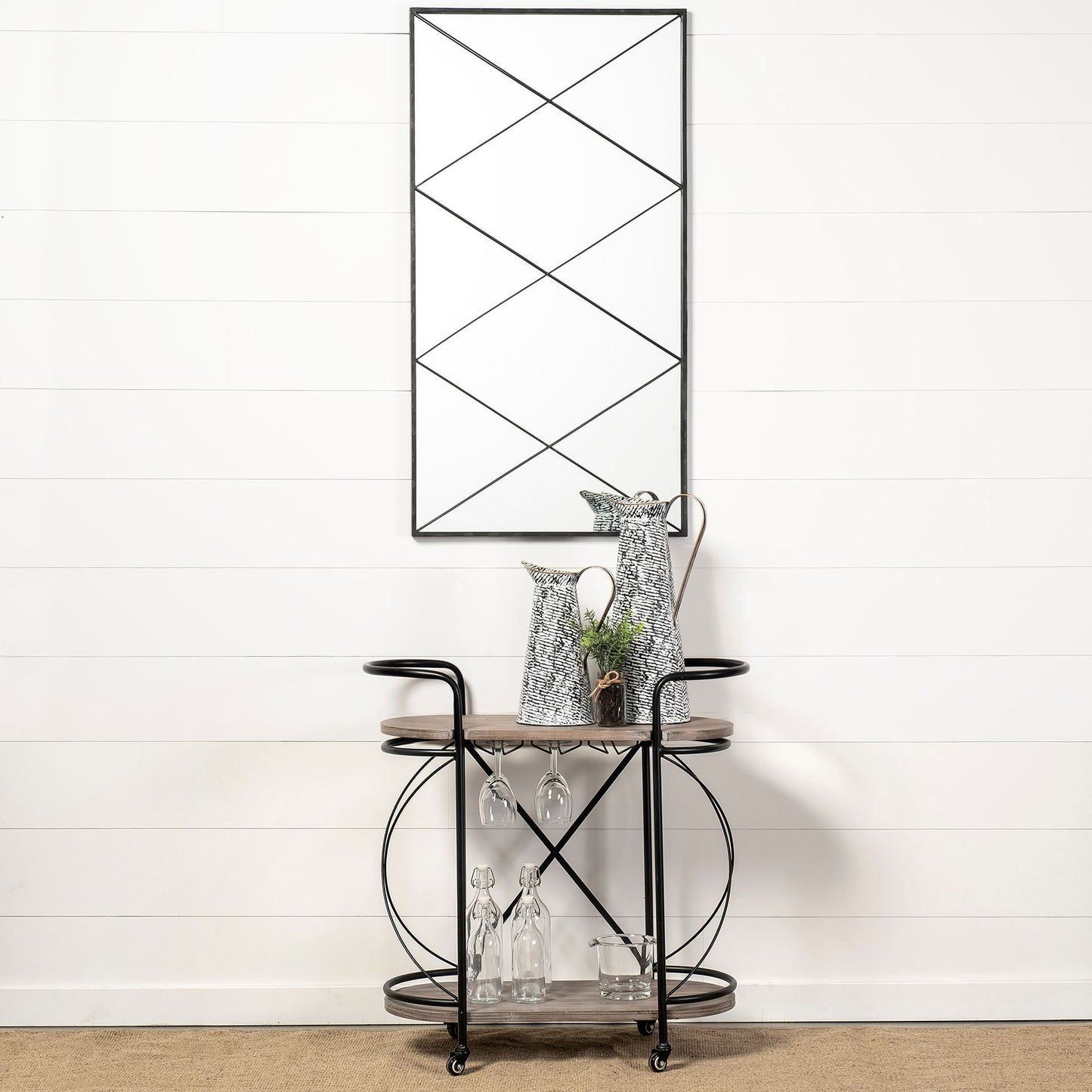 Black Rectangle Full Length Hanging Metal Mirror