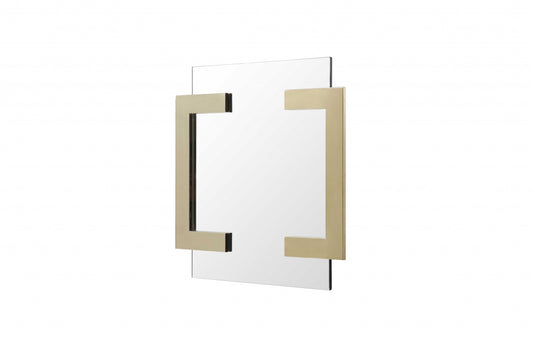 Gold Rectangle Accent Metal Mirror