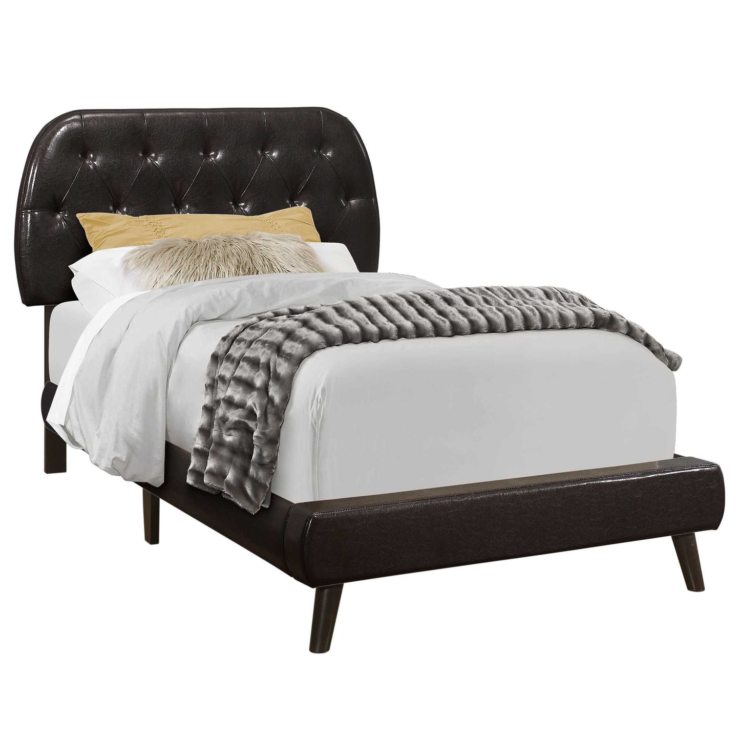 Tufted Black Standard Bed Upholstered With Headboard