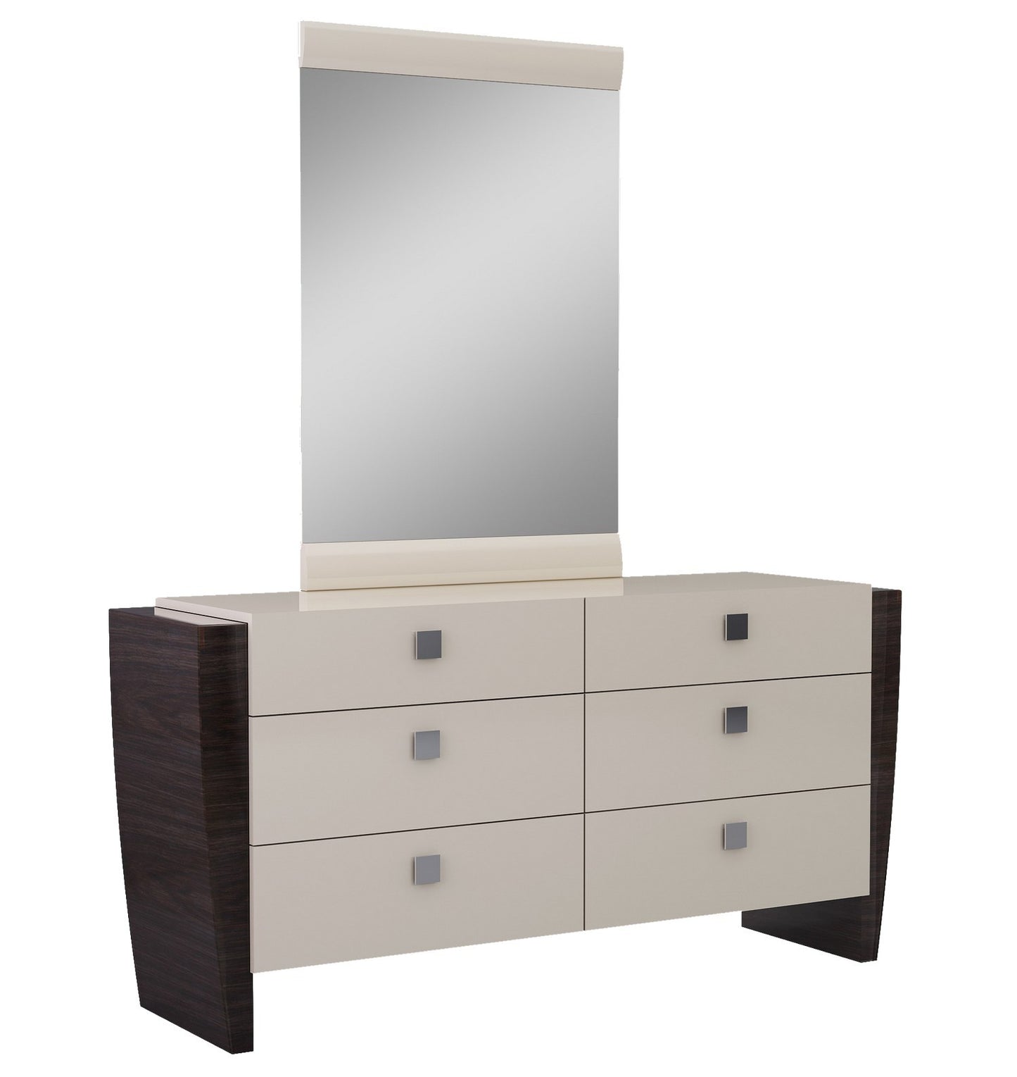 Four Piece Solid and Manufactured Wood Bedroom Set with Mirror