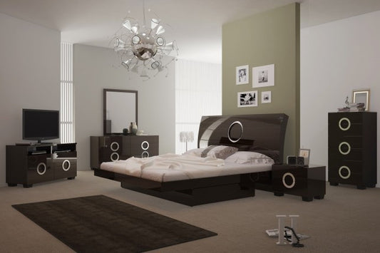 84" X 87"  X 40"  4Pc California King Modern Wenge High Gloss Bedroom Set