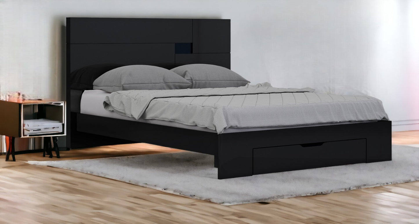 Solid Wood Queen Black Bed