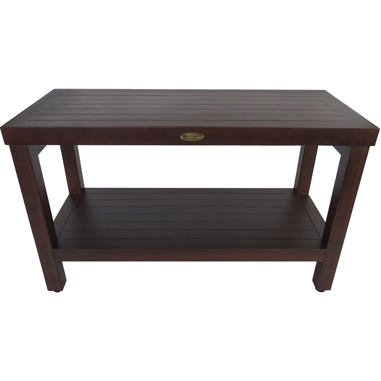 Rectangular Teak Shower Stool Or Bench With Shelf In Brown Finish