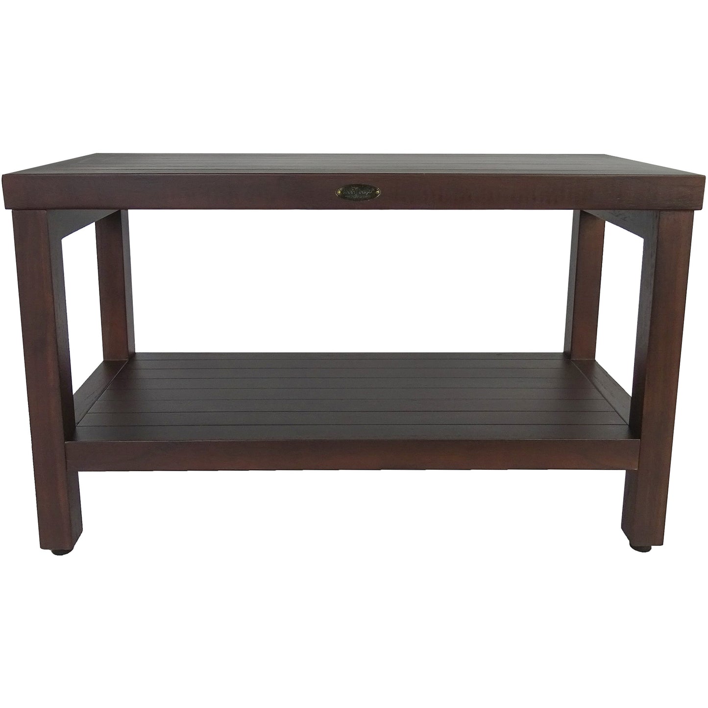 Rectangular Teak Shower Stool Or Bench With Shelf In Brown Finish