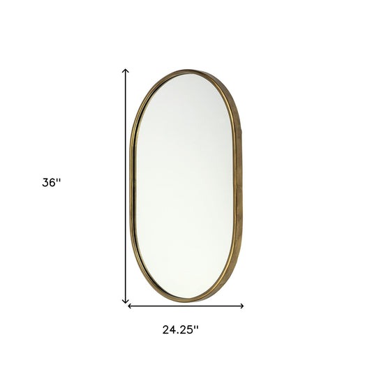 Gold Oval Accent Metal Mirror