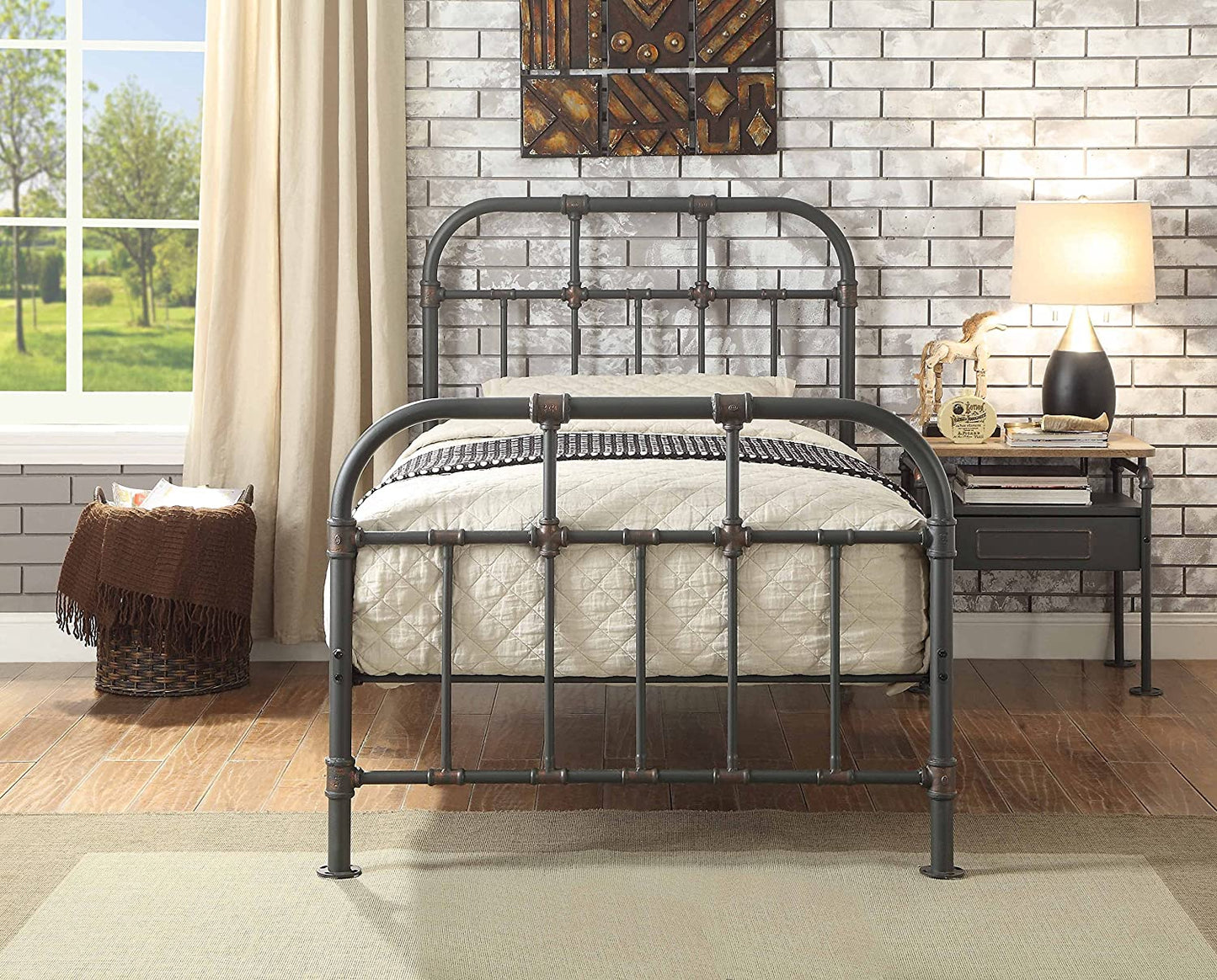 Gray Metal Twin Bed Frame