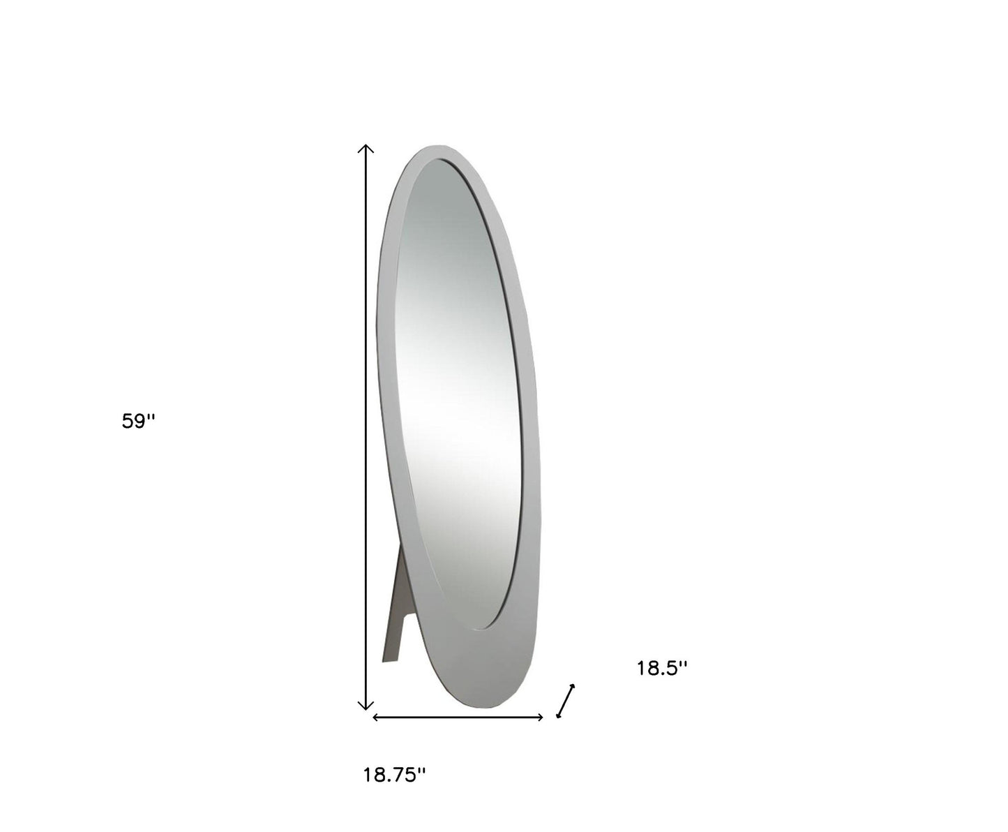 59" Gray Oval Framed Cheval Standing Mirror